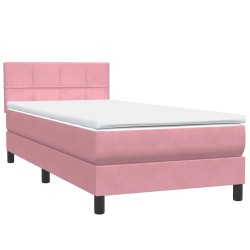 Sommier à lattes de lit avec matelas rose 90x210 cm velours 