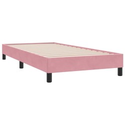 Sommier à lattes de lit avec matelas rose 90x210 cm velours 