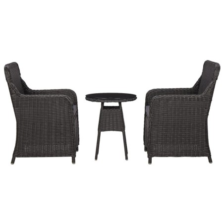 Mobilier de bistro 3 pcs avec coussins Résine tressée Noir 
