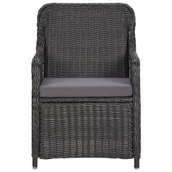 Mobilier de bistro 3 pcs avec coussins Résine tressée Noir 