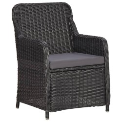 Mobilier de bistro 3 pcs avec coussins Résine tressée Noir 