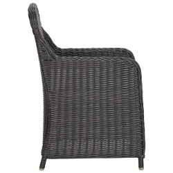 Mobilier de bistro 3 pcs avec coussins Résine tressée Noir 