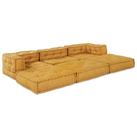 Poufs modulaires2 pcs Jaunes en tissu 