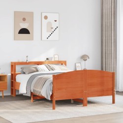 Cadre de lit sans matelas cire marron 120x190cm bois pin massif 