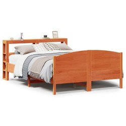 Cadre de lit sans matelas cire marron 120x190cm bois pin massif 