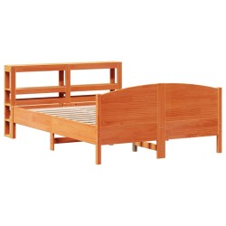 Cadre de lit sans matelas cire marron 120x190cm bois pin massif 