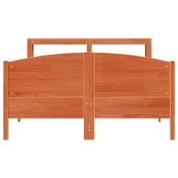 Cadre de lit sans matelas cire marron 120x190cm bois pin massif 