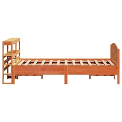Cadre de lit sans matelas cire marron 120x190cm bois pin massif 