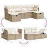 Salon de jardin avec coussins 6 pcs beige résine tressée 