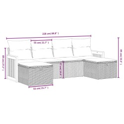 Salon de jardin avec coussins 6 pcs beige résine tressée 