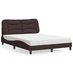 Lit avec matelas marron foncé 120x200 cm tissu 