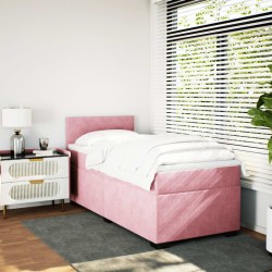 Sommier à lattes de lit avec matelas Rose 100x200 cm Velours 