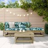 Salon de jardin 4 pcs avec coussins bois de pin imprégné 