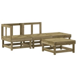 Salon de jardin 4 pcs avec coussins bois de pin imprégné 
