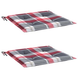Coussins de chaise de jardin lot de 2 carreaux rouges 40x40x3cm 