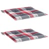 Coussins de chaise de jardin lot de 2 carreaux rouges 40x40x3cm 