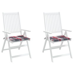 Coussins de chaise de jardin lot de 2 carreaux rouges 40x40x3cm 