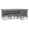 Salon de jardin 4 pcs avec coussins Gris Résine tressée 