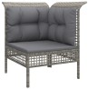 Salon de jardin 4 pcs avec coussins Gris Résine tressée 