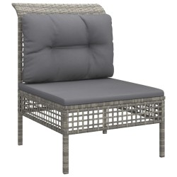Salon de jardin 4 pcs avec coussins Gris Résine tressée 