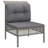 Salon de jardin 4 pcs avec coussins Gris Résine tressée 