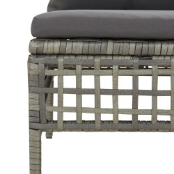 Salon de jardin 4 pcs avec coussins Gris Résine tressée 