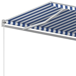 Auvent manuel rétractable 500x350 cm Bleu et blanc 