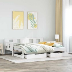 Lit de jour avec gigogne et tiroirs sans matelas blanc 90x190cm 