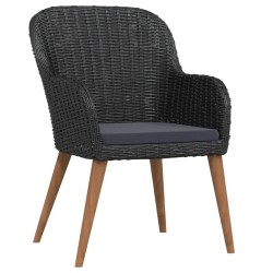 Ensemble à manger de jardin avec coussins 3 pcs noir 