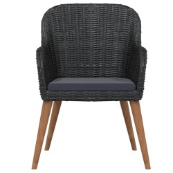 Ensemble à manger de jardin avec coussins 3 pcs noir 