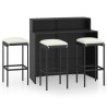 Ensemble de bar de jardin avec coussins 4 pcs Noir 