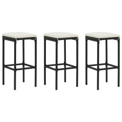 Ensemble de bar de jardin avec coussins 4 pcs Noir 
