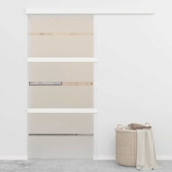 Porte coulissante Verre ESG et aluminium 102,5x212 cm Argenté 