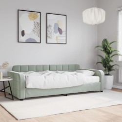 Lit de jour avec matelas gris clair 90x190 cm velours 