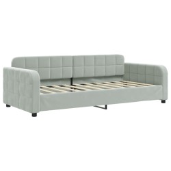 Lit de jour avec matelas gris clair 90x190 cm velours 
