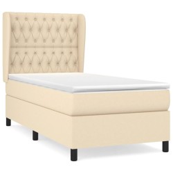 Sommier à lattes de lit avec matelas Crème 90x200 cm Tissu 