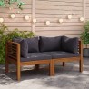 Canapés d'angle 2 pcs avec coussins gris foncé Bois d'acacia 