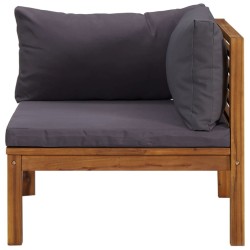 Canapés d'angle 2 pcs avec coussins gris foncé Bois d'acacia 