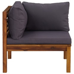 Canapés d'angle 2 pcs avec coussins gris foncé Bois d'acacia 