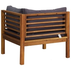 Canapés d'angle 2 pcs avec coussins gris foncé Bois d'acacia 
