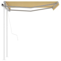 Auvent rétractable automatique et poteaux 3x2,5m Jaune et blanc 