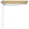 Auvent rétractable automatique et poteaux 3x2,5m Jaune et blanc 