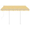 Auvent rétractable automatique et poteaux 3x2,5m Jaune et blanc 