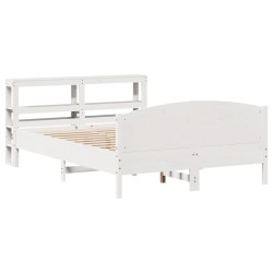 Cadre de lit sans matelas blanc 160x200 cm bois de pin massif 