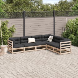 Salon de jardin 6 pcs bois de pin massif 