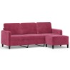 Canapé à 3 places et repose-pieds Rouge bordeaux 180 cm Velours 