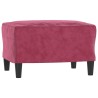Canapé à 3 places et repose-pieds Rouge bordeaux 180 cm Velours 