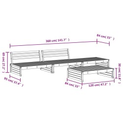 Salon de jardin 4 pcs bois massif douglas 