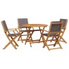 Ensemble à manger de jardin 5 pcs anthracite tissu bois massif 