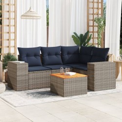 Salon de jardin 5 pcs avec coussins gris résine tressée 